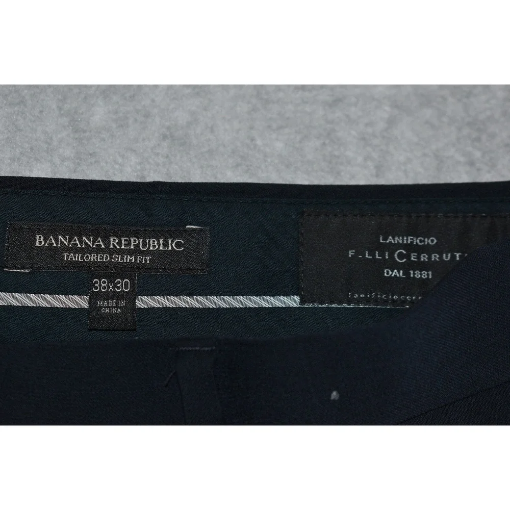 Banana Republic Lanificio Cerruti Dress Pants Men 38x28 Blue Slim Italian Wool
